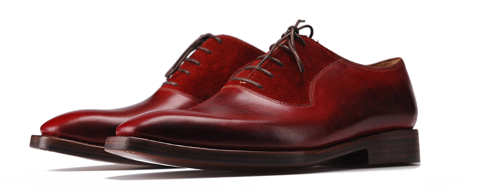 Ručně šité boty do rámu - Oxford s vloženými lýčky z broušené kůže