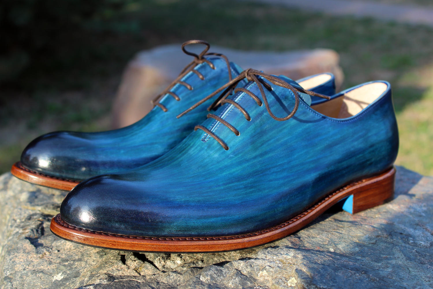 Ručně šité boty do rámu Oxford Wholecut s ručním barvením 