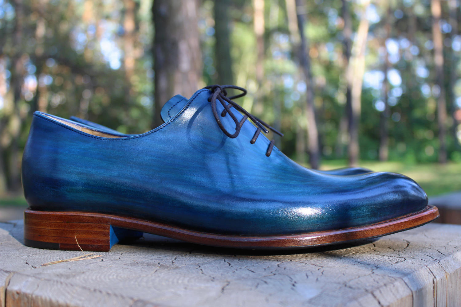 Ručně šité boty do rámu Oxford Wholecut s ručním barvením 