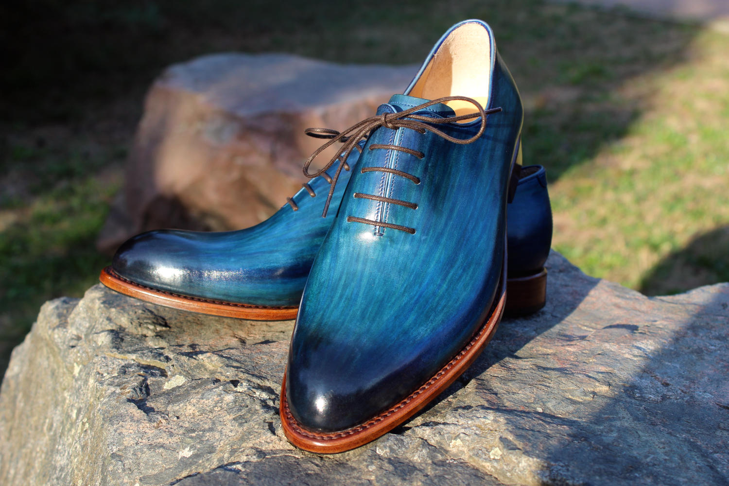 Ručně šité boty do rámu Oxford Wholecut s ručním barvením 