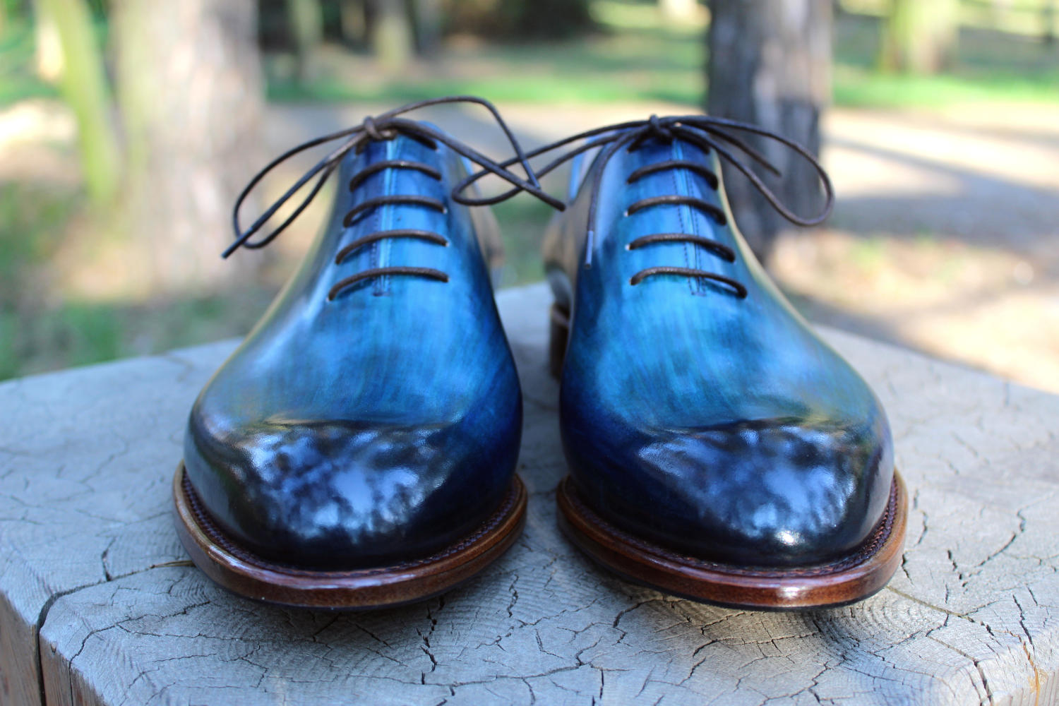 Ručně šité boty do rámu Oxford Wholecut s ručním barvením 