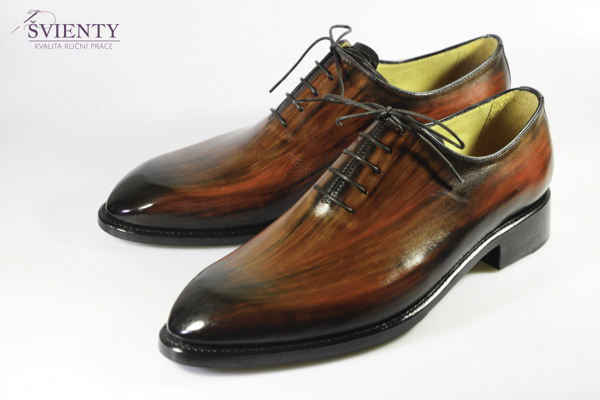 Ručně šité rámové boty na zakázku Oxford Wholecut s ručním barvením 