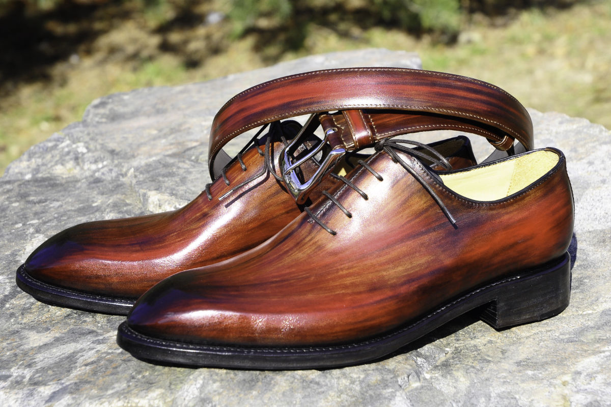 Ručně šité rámové boty na zakázku Oxford Wholecut s ručním barvením 
