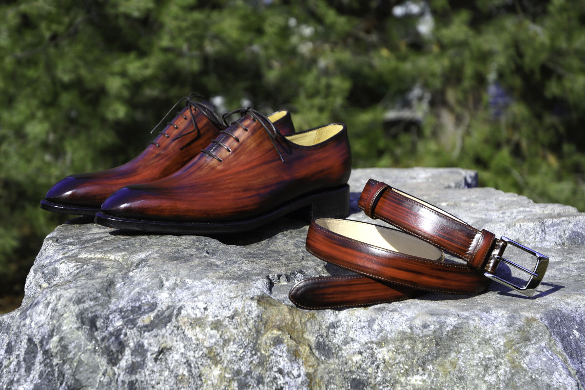 Ručně šité rámové boty na zakázku Oxford Wholecut s ručním barvením 