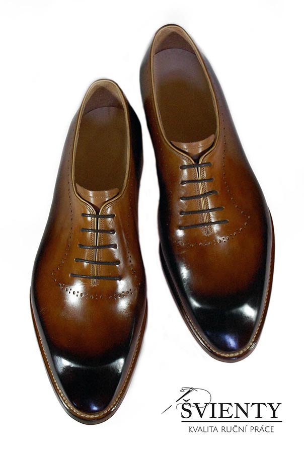 Ručně šité boty do rámu - Oxford wholecut ručně dobarvené