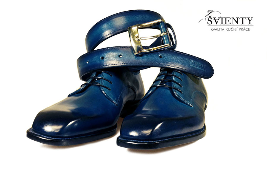 Ručně šité boty do rámu - Derby se společenským opaskem