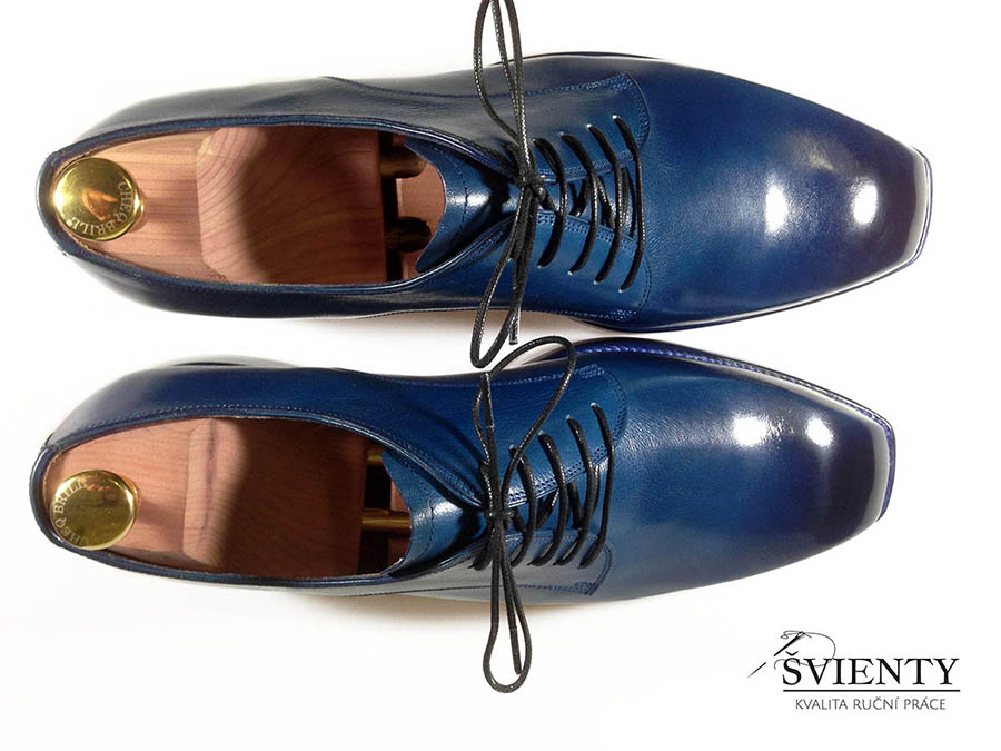 Ručně šité boty do rámu - Derby ručně dobarvená, zatmavená špička
