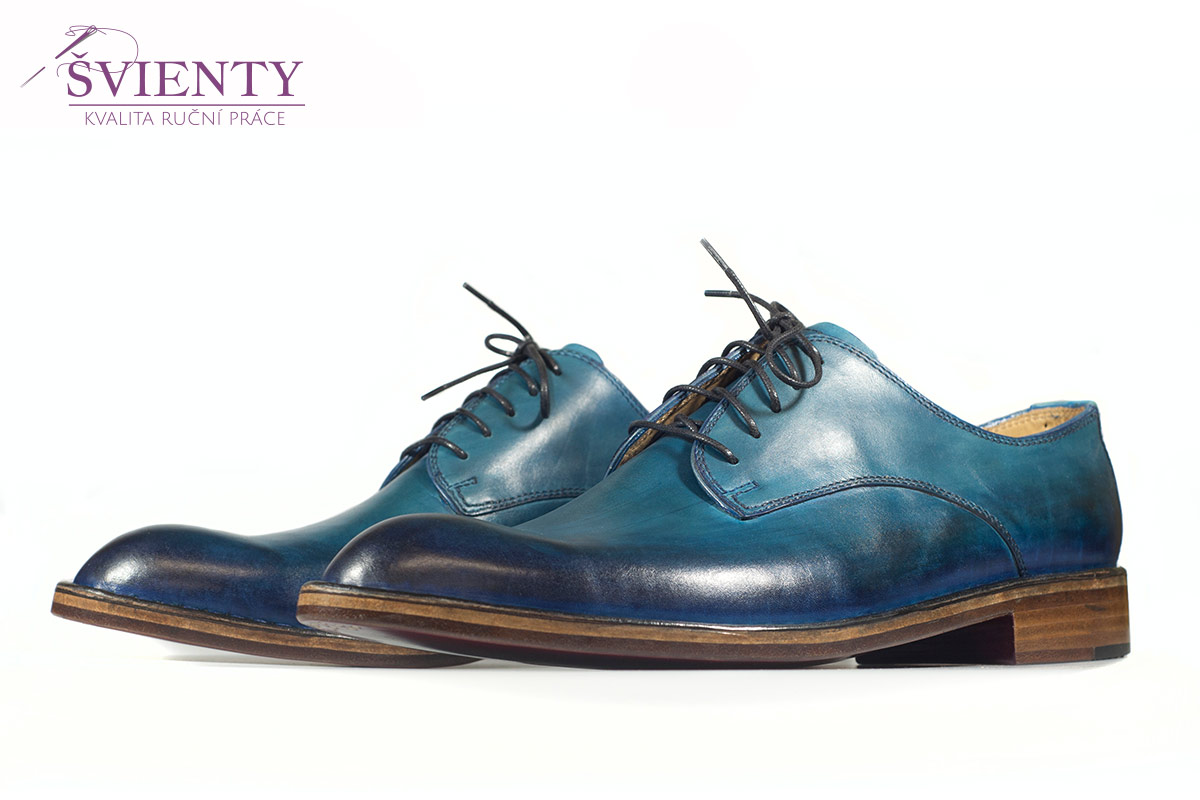 Ručně šité boty do rámu - Tmavomodré Derby