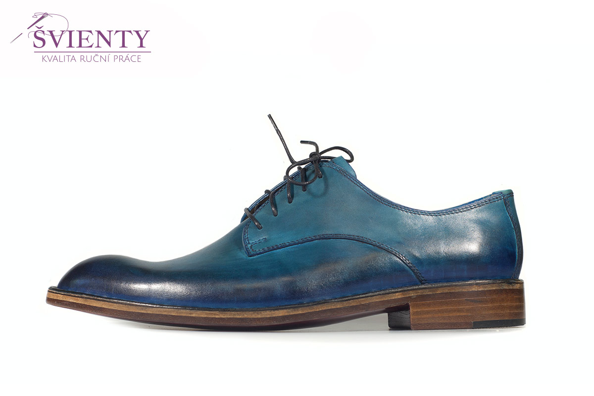 Ručně šité boty do rámu - Tmavomodré Derby