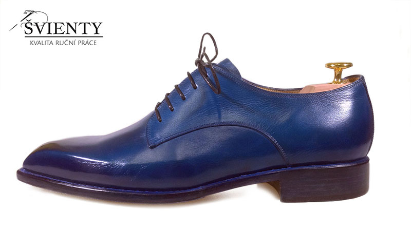 Ručně šité boty do rámu - Derby ručně dobarvená, zatmavená špička