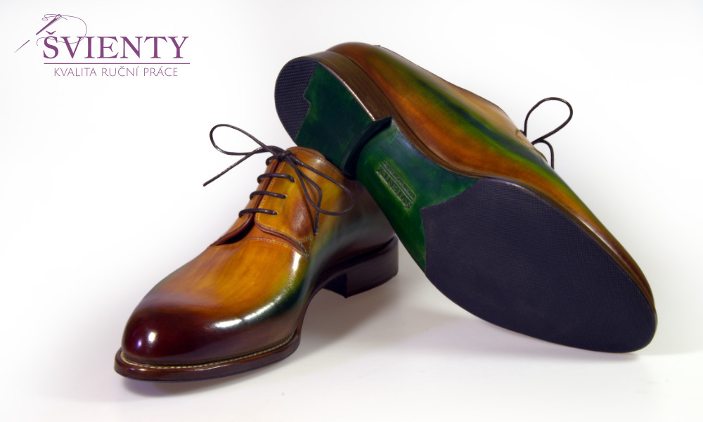 Boty na zakázku Derby Wholecut s ručním barvením