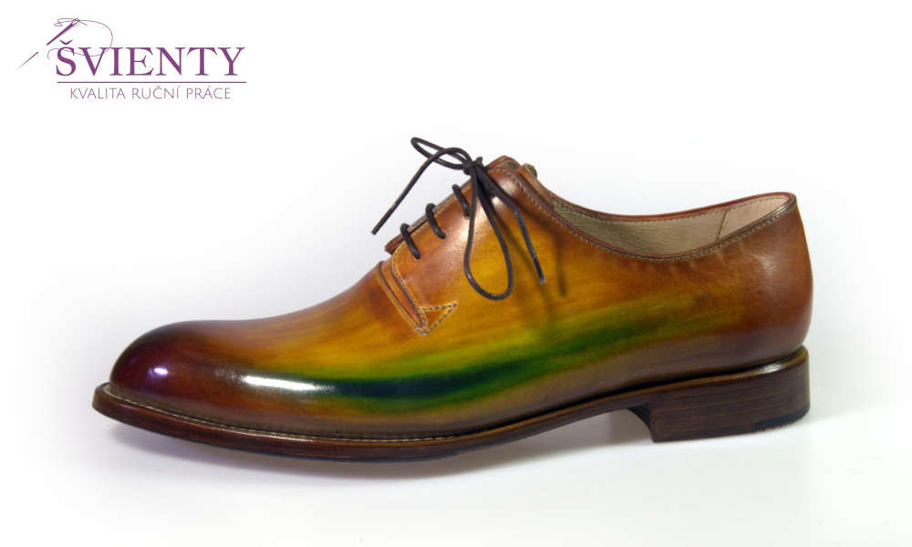 Boty na zakázku Derby Wholecut s ručním barvením